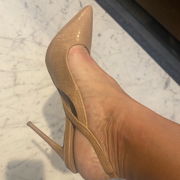 Express Croc Pattern Sling Back Heels - Picture 2 of 8